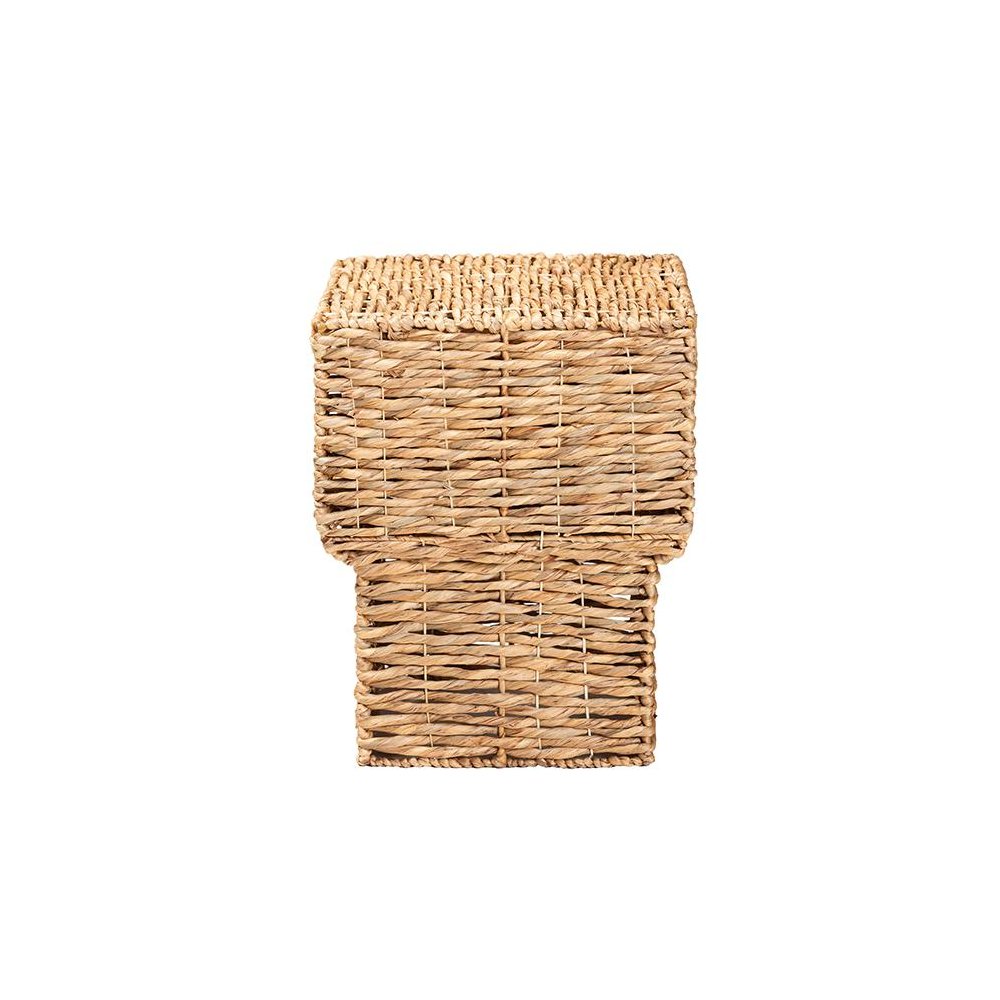bali & pari Raziel Modern Bohemian Natural Brown Seagrass and Wood End Table. Picture 3