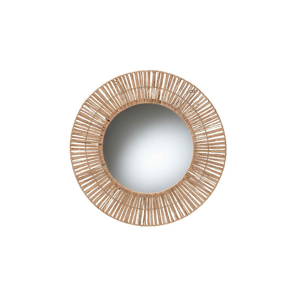 Bohemian Metal and Natural Brown Seagrass Accent Wall Mirror. Picture 1