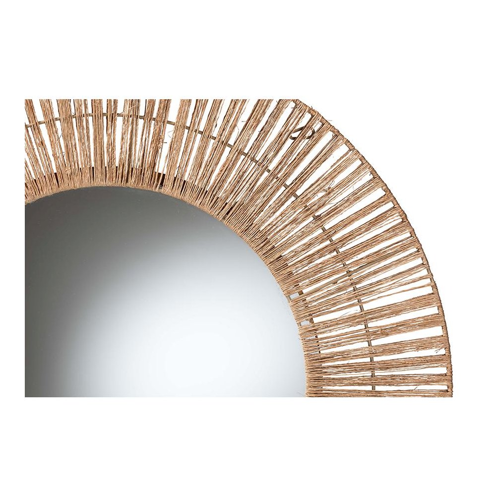 Bohemian Metal and Natural Brown Seagrass Accent Wall Mirror. Picture 2
