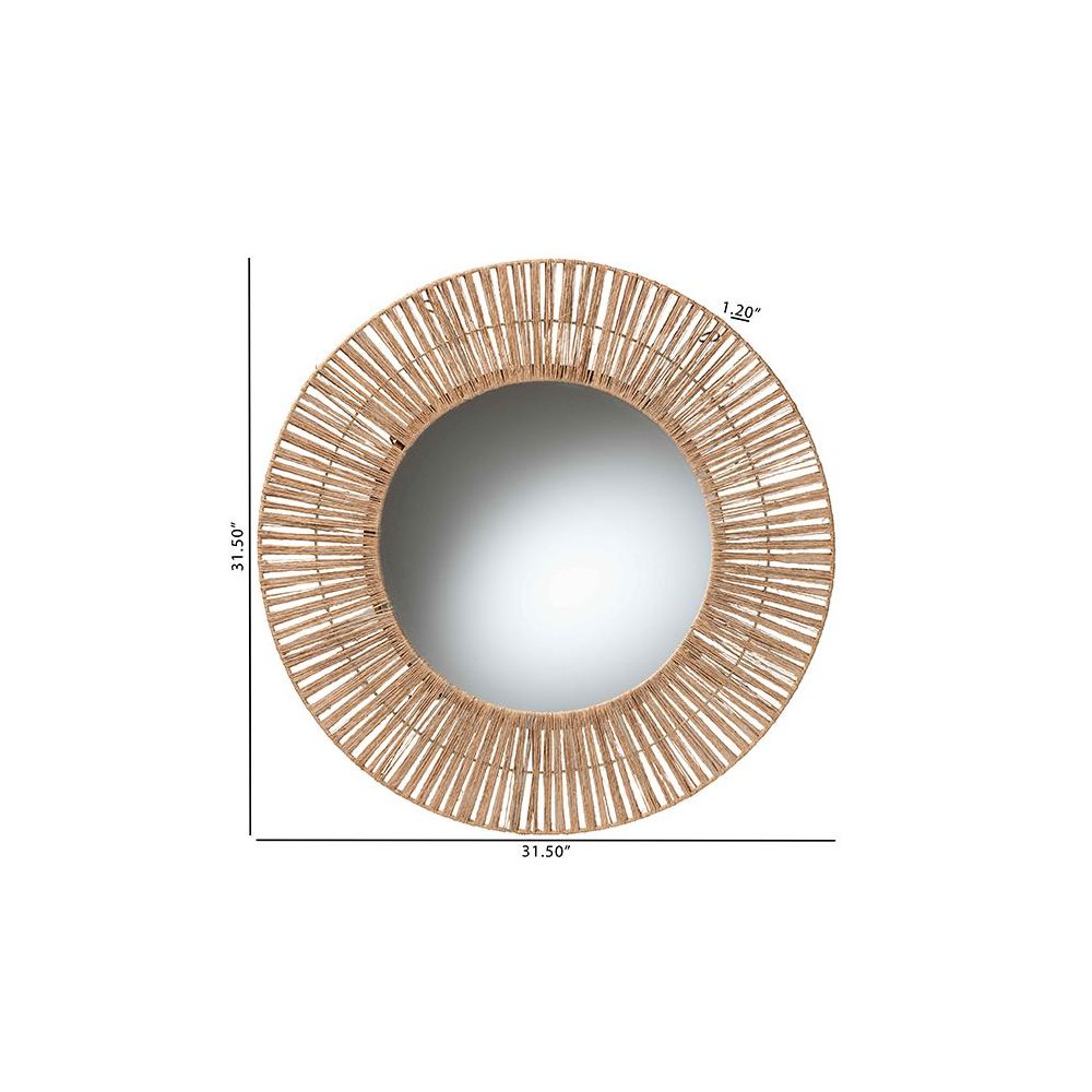 Bohemian Metal and Natural Brown Seagrass Accent Wall Mirror. Picture 4