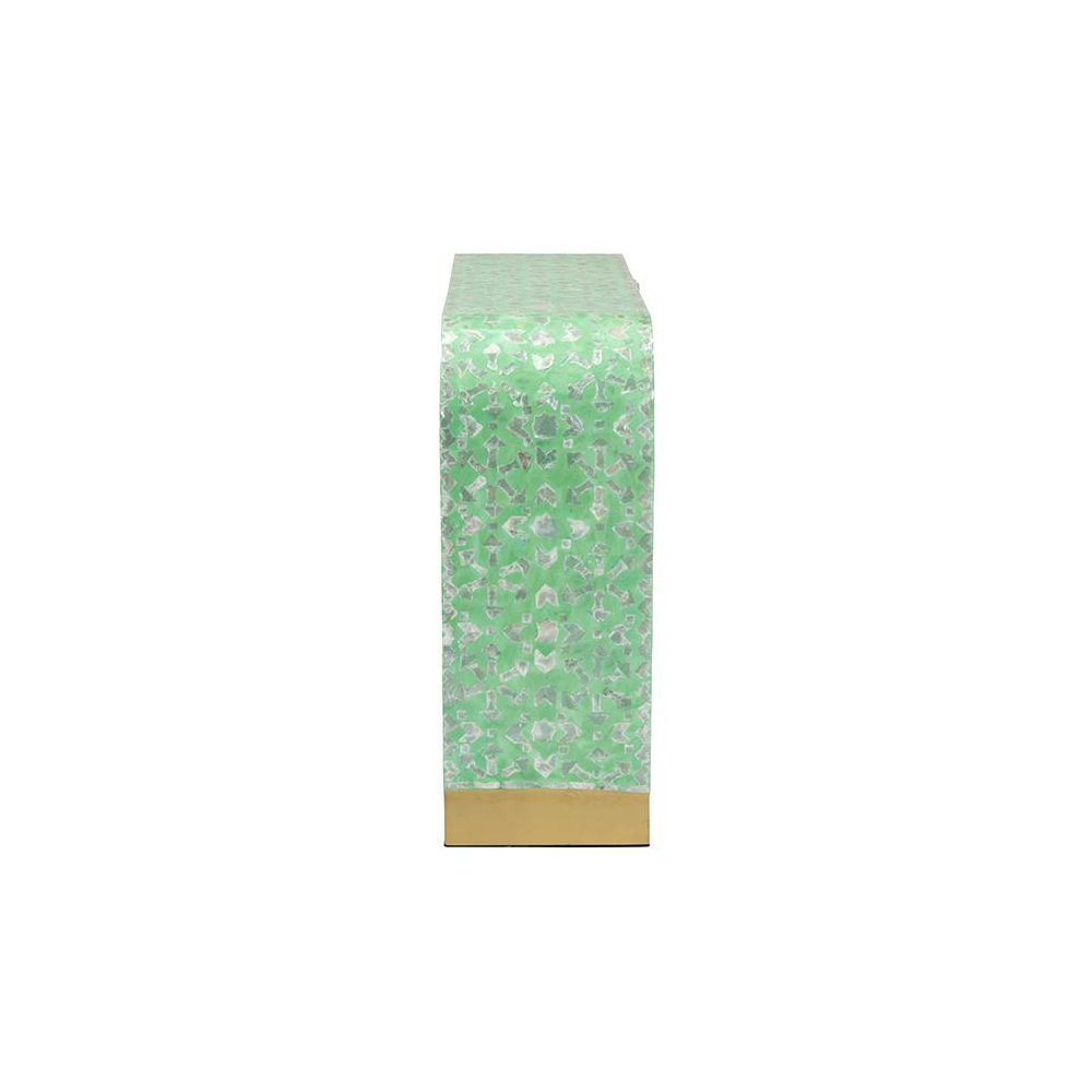 Didrika Modern Bohemian Seafoam Green Mother of Peral Console Table. Picture 3