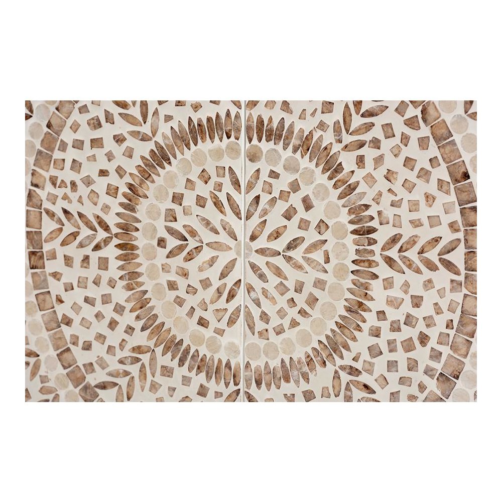 Ercilia Modern Bohemian White and Rustic Brown Mother of Pearl Storage Cabinet. Picture 5