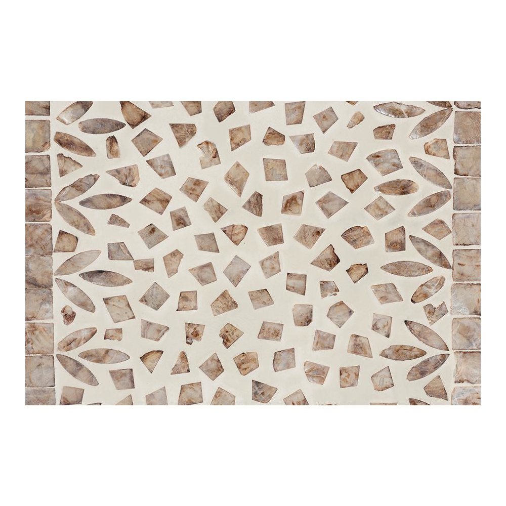 Ercilia Modern Bohemian White and Rustic Brown Mother of Pearl Storage Cabinet. Picture 7