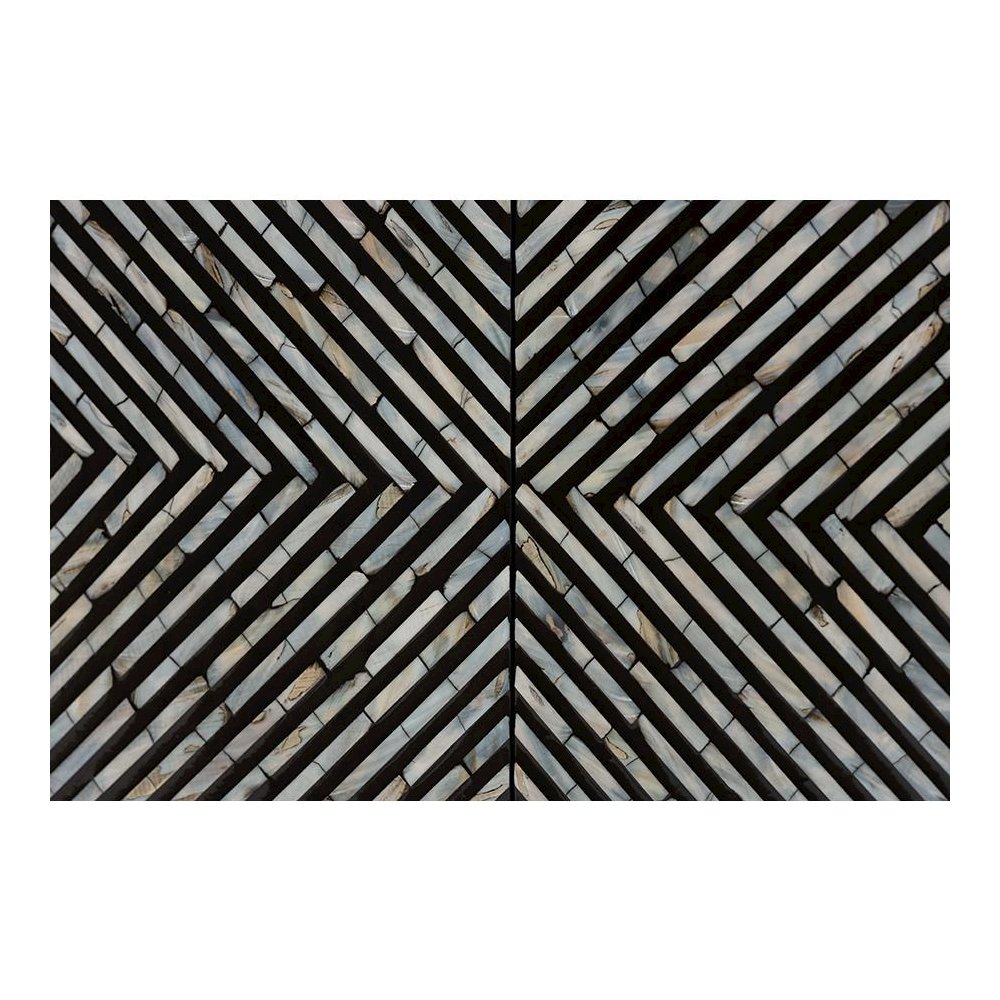 Bohemian Two-Tone Black and Grey Mother of Pearl and Gold Metal Storage Cabinet. Picture 6
