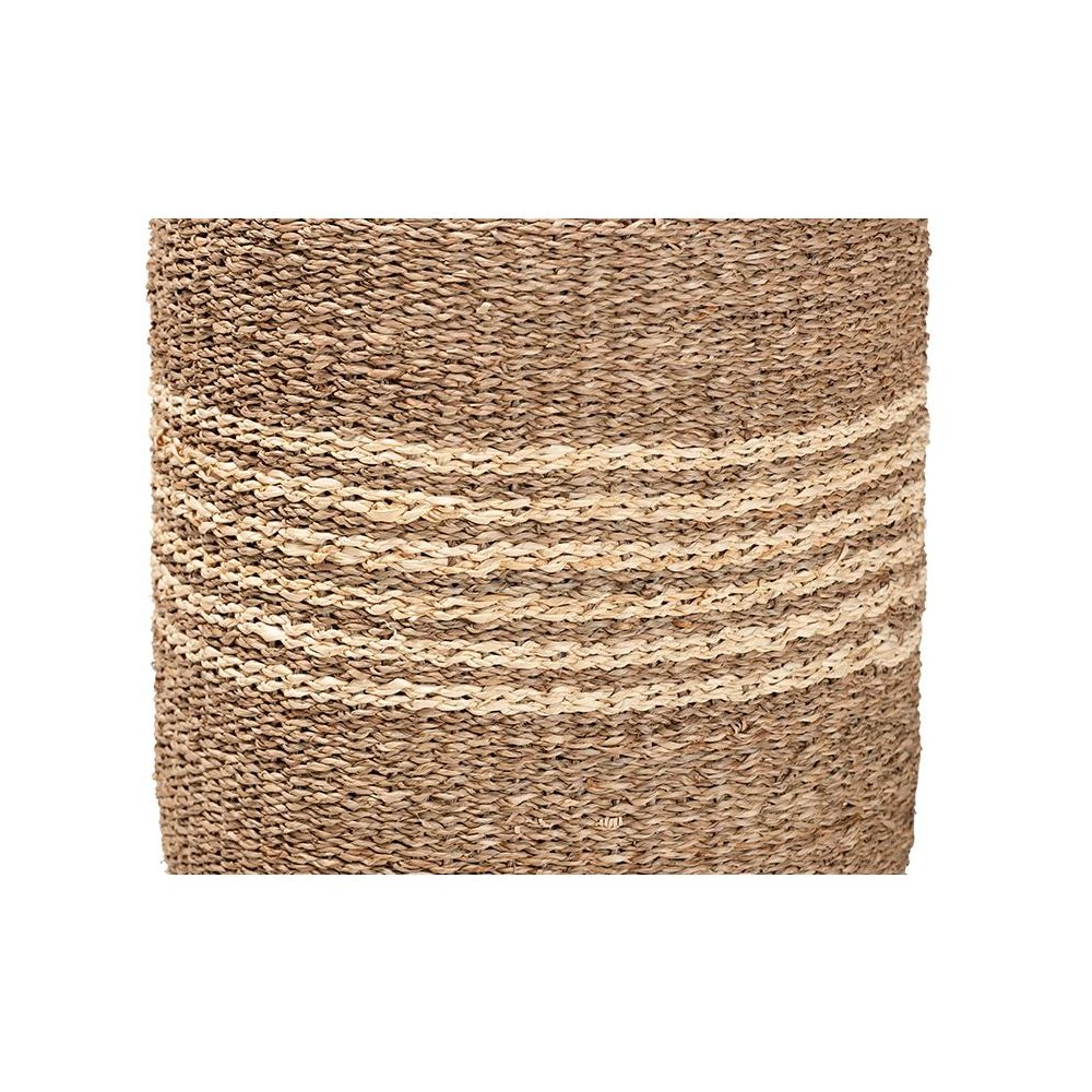 bali & pari Wickham Modern Bohemian Natural Brown Seagrass Ottoman Footstool. Picture 2