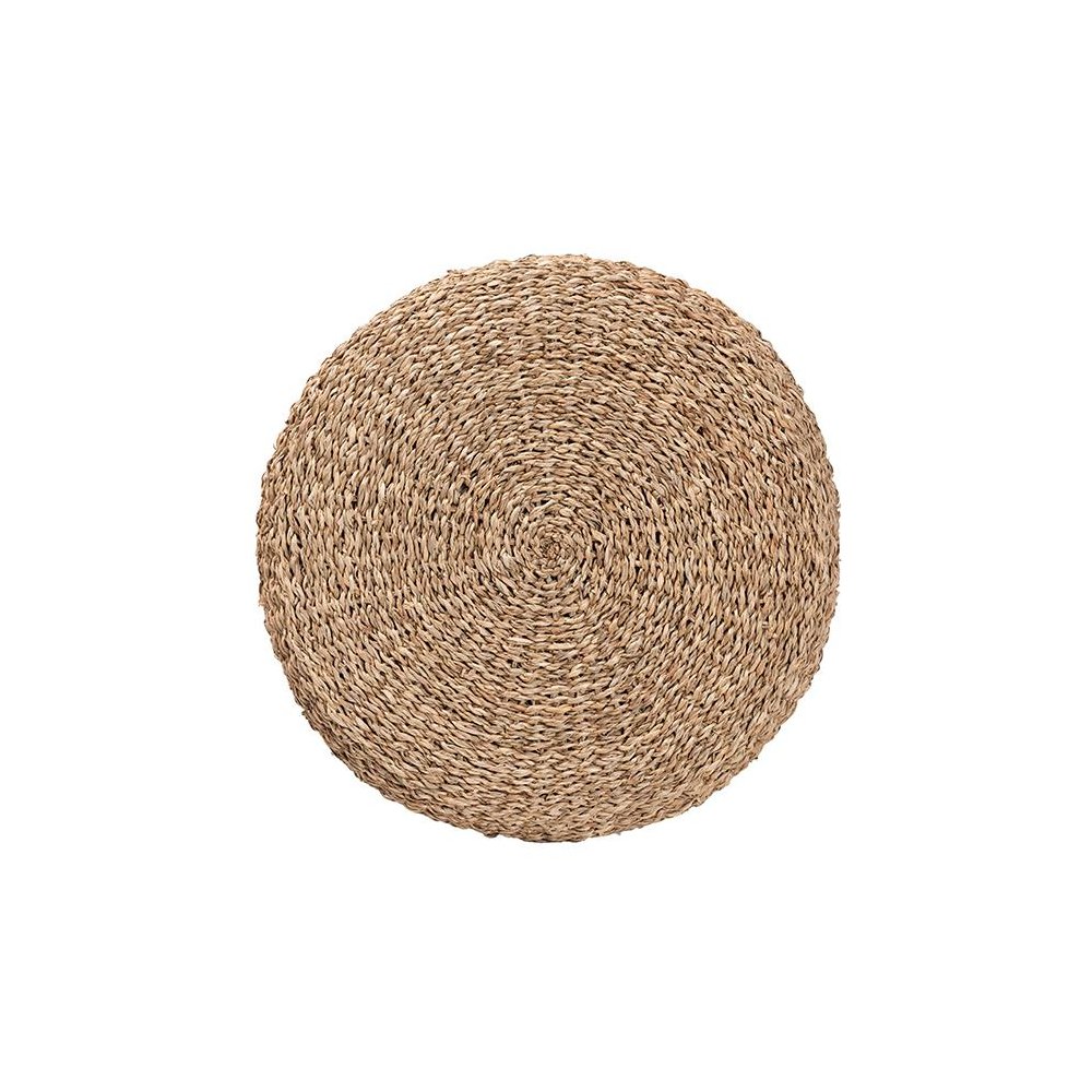 bali & pari Wickham Modern Bohemian Natural Brown Seagrass Ottoman Footstool. Picture 3