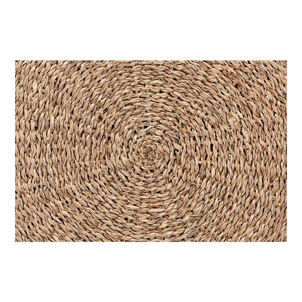 bali & pari Wickham Modern Bohemian Natural Brown Seagrass Ottoman Footstool. Picture 4