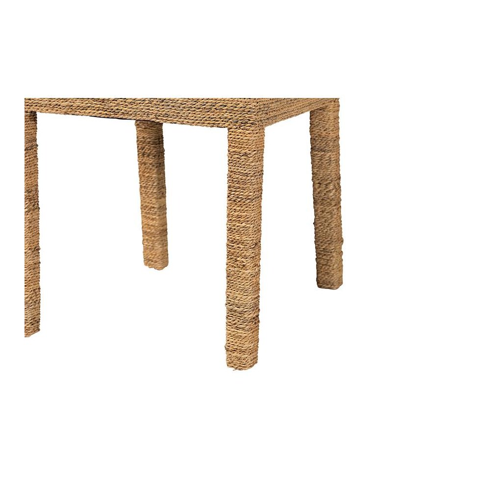 Anfield Modern Bohemian Natural Seagrass and Mahogany Wood Dining Chair. Picture 6