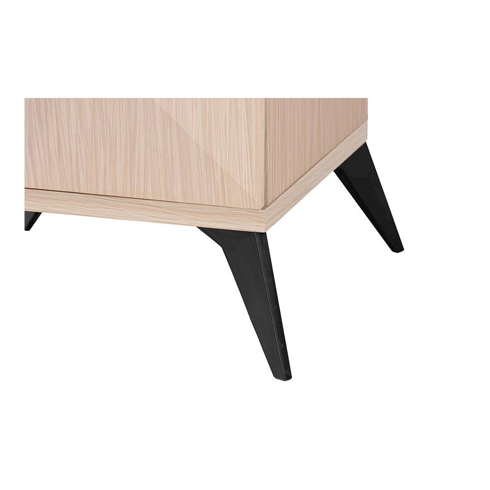 Modern Two-Tone Light Brown and Black Wood 2-Drawer Nightstand. Picture 5