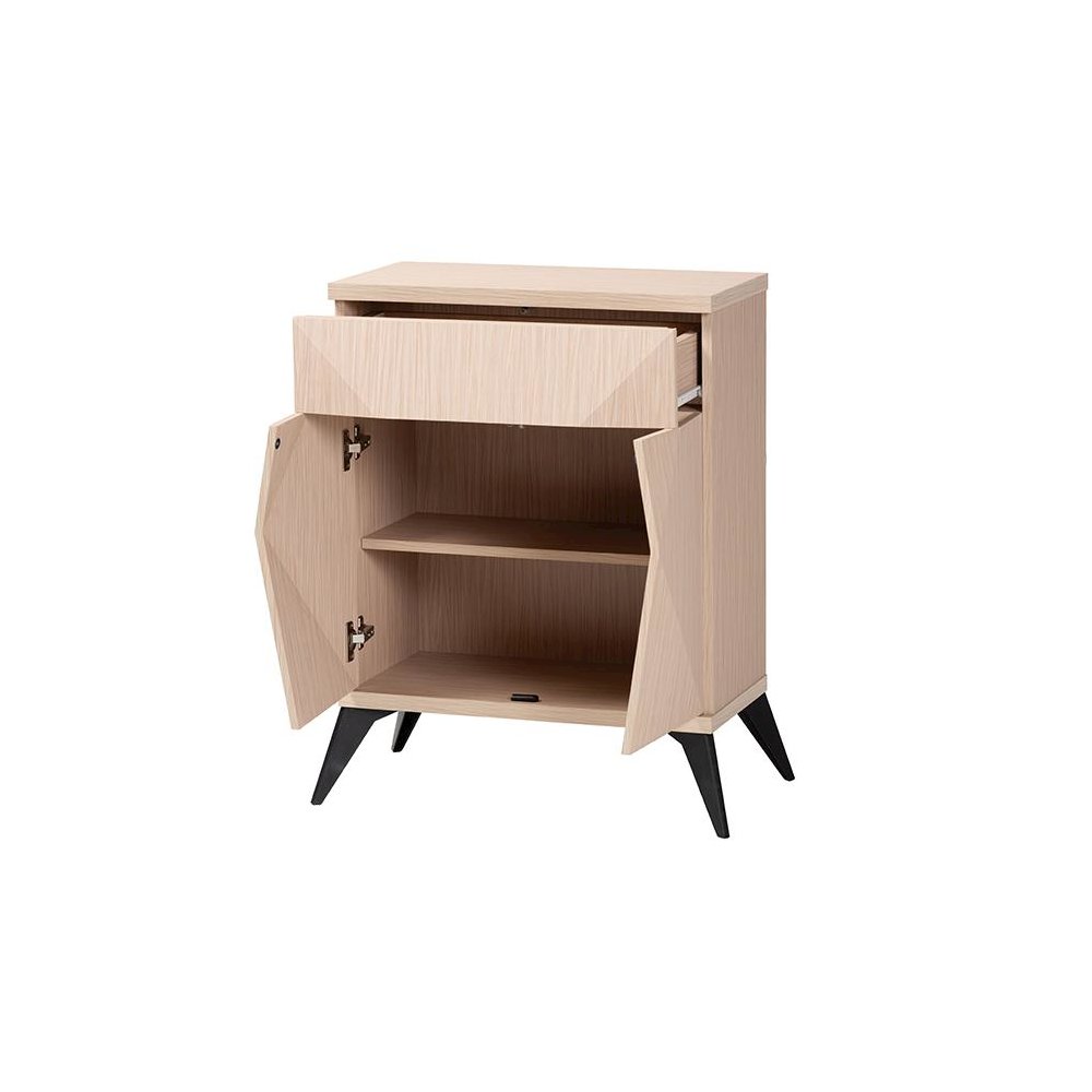 Modern Two-Tone Light Brown and Black Wood 2-Door Sideboard Buffet. Picture 2