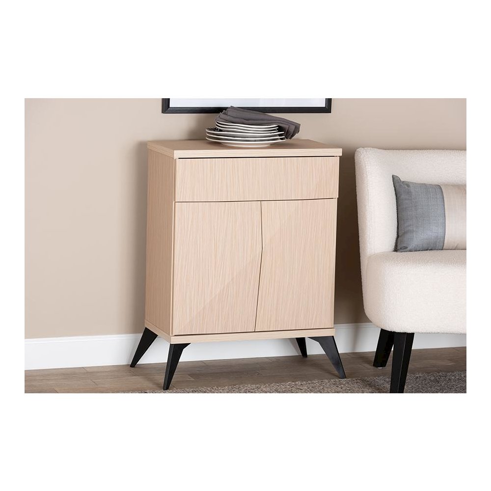 Modern Two-Tone Light Brown and Black Wood 2-Door Sideboard Buffet. Picture 7