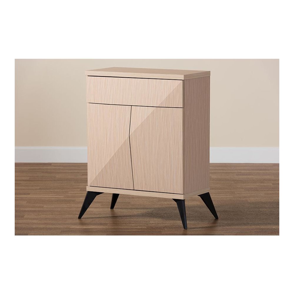 Modern Two-Tone Light Brown and Black Wood 2-Door Sideboard Buffet. Picture 8