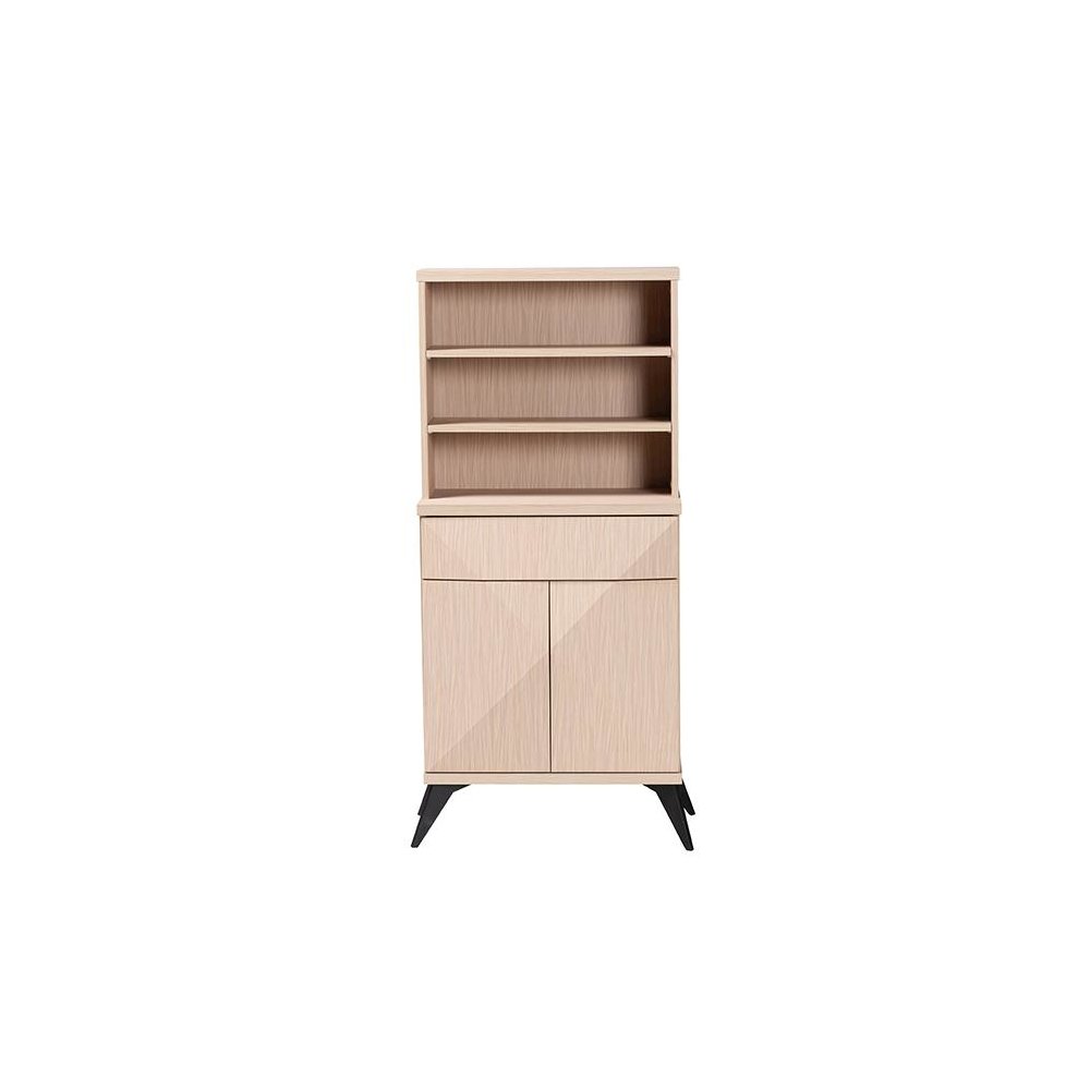 Draper Mid-Century Modern Two-Tone Light Brown and Black Wood Kitchen Cabinet. Picture 3