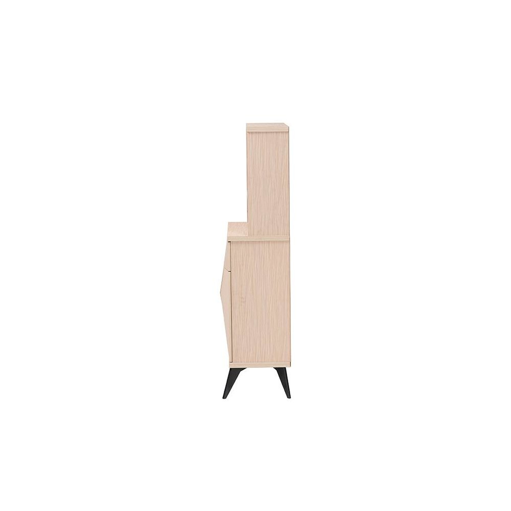 Draper Mid-Century Modern Two-Tone Light Brown and Black Wood Kitchen Cabinet. Picture 4