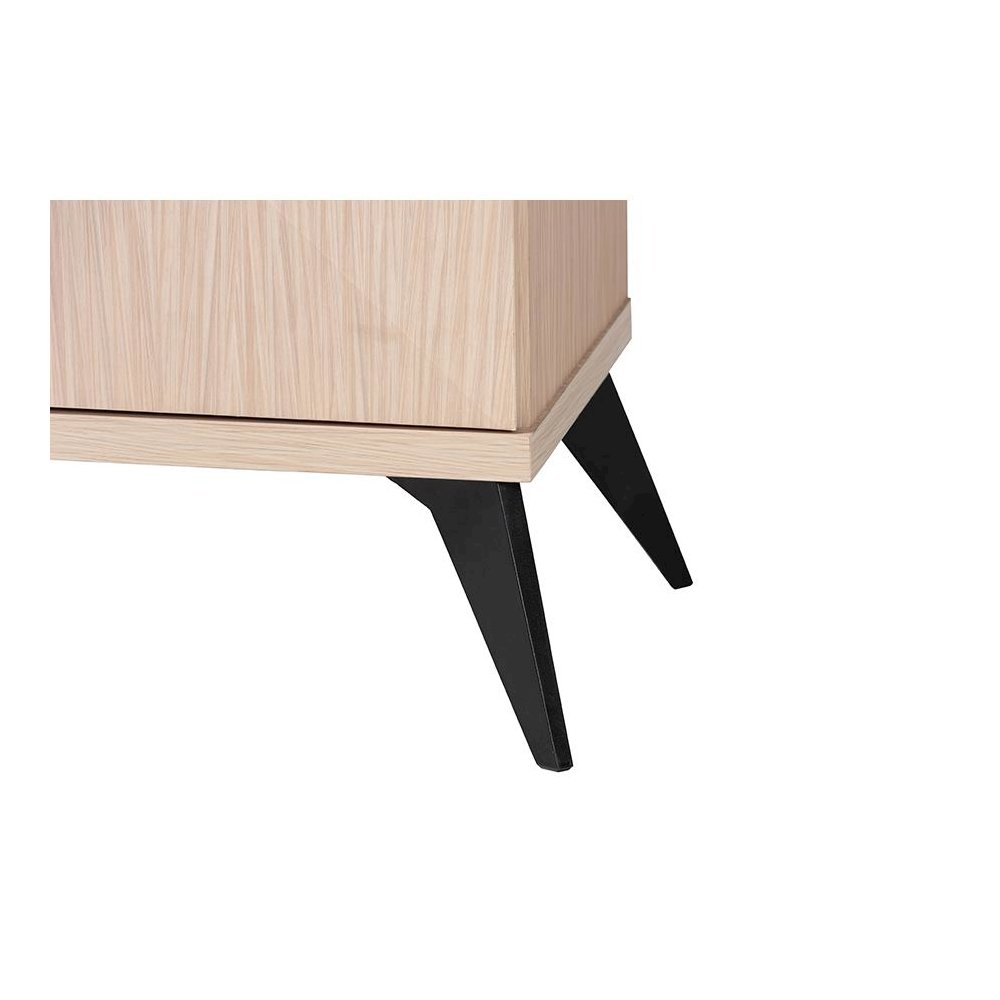 Draper Mid-Century Modern Two-Tone Light Brown and Black Wood Kitchen Cabinet. Picture 5