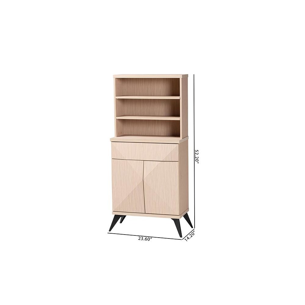 Draper Mid-Century Modern Two-Tone Light Brown and Black Wood Kitchen Cabinet. Picture 9