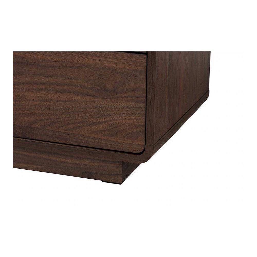 Jenibelle Classic Walnut Brown Wood 5-Drawer Chest with Rattan Drawer. Picture 6