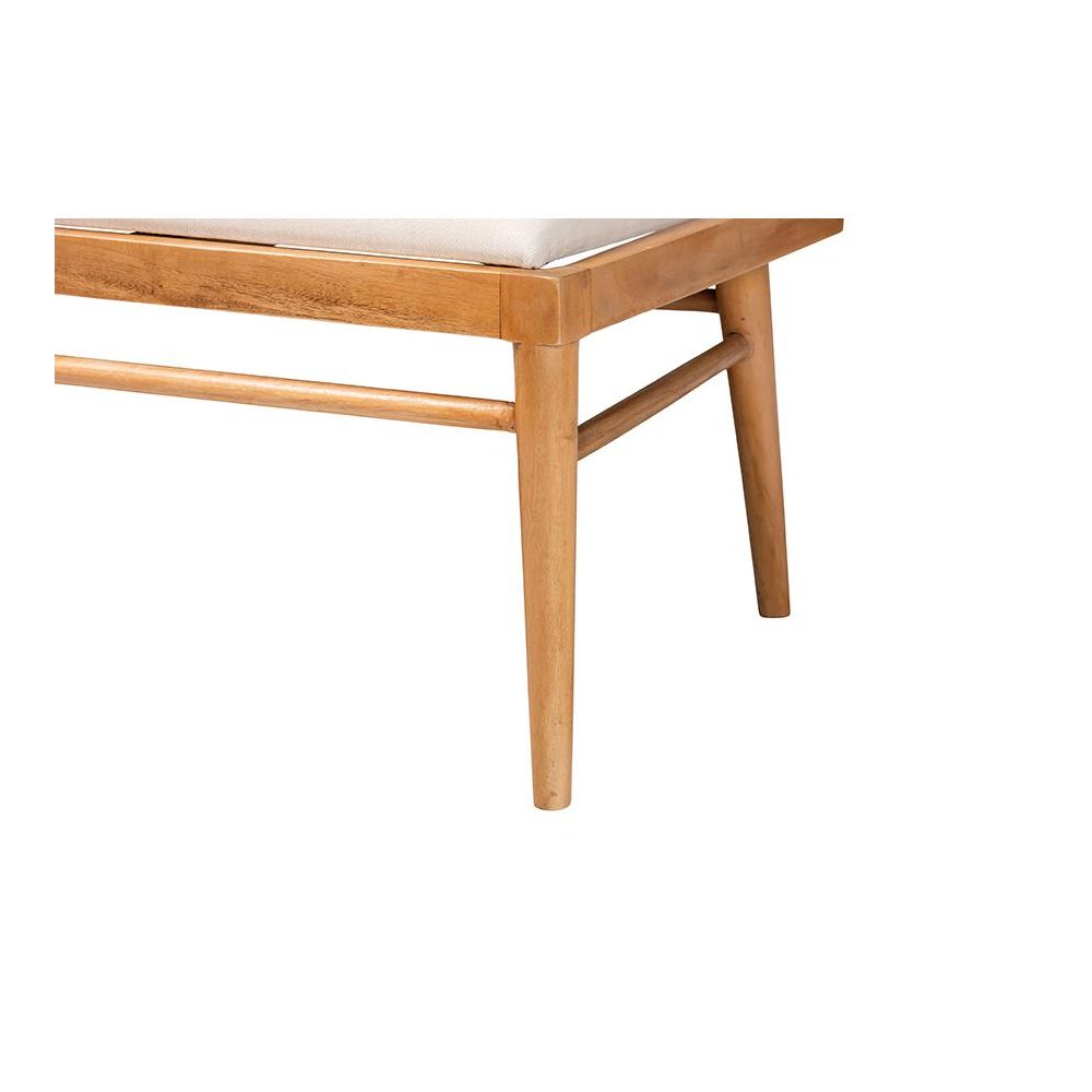 Bohemian Natural Seagrass and Acacia Wood 2-Piece Dining Nook Banquette Set. Picture 5
