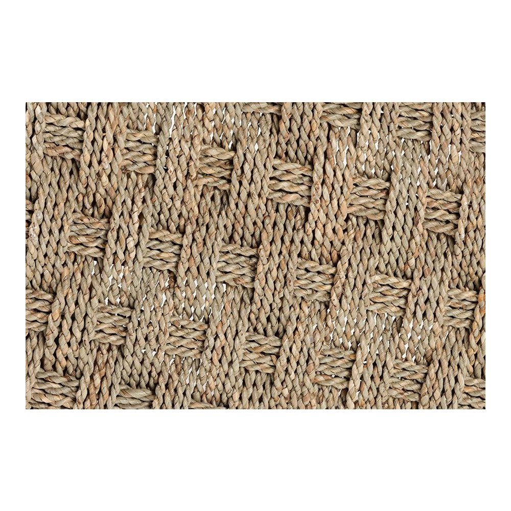 Denver Modern Bohemian Natural Seagrass and Acacia Wood Stool. Picture 5