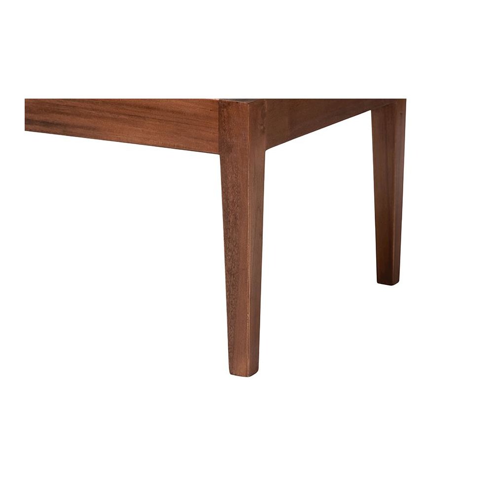 Nautral Brown Rattan and Brown Acacia Wood 2-Piece Dining Nook Banquette Set. Picture 4