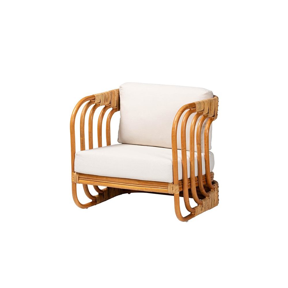 Corsa Modern Bohemian Natural Rattan Arm Chair. Picture 1