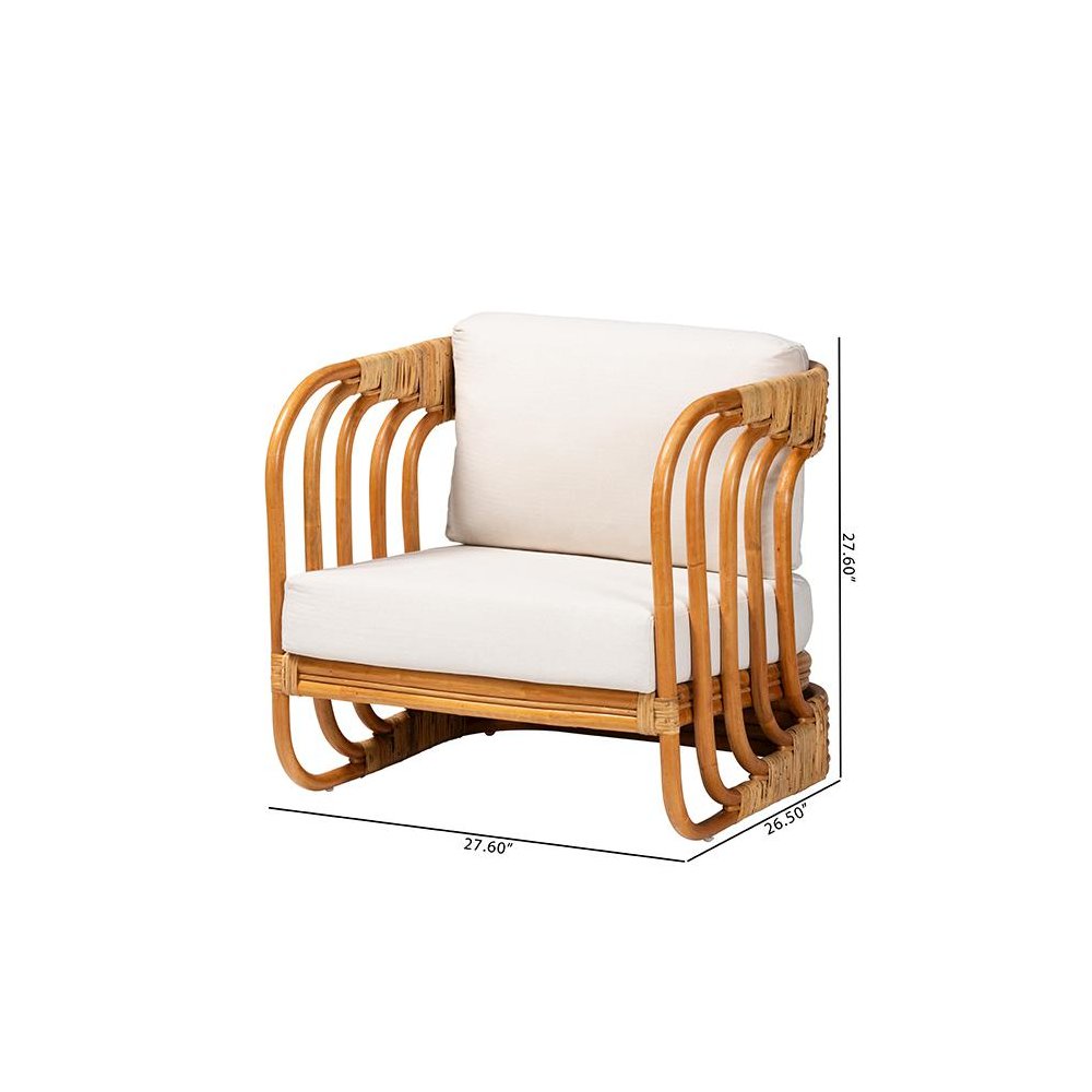 Corsa Modern Bohemian Natural Rattan Arm Chair. Picture 10
