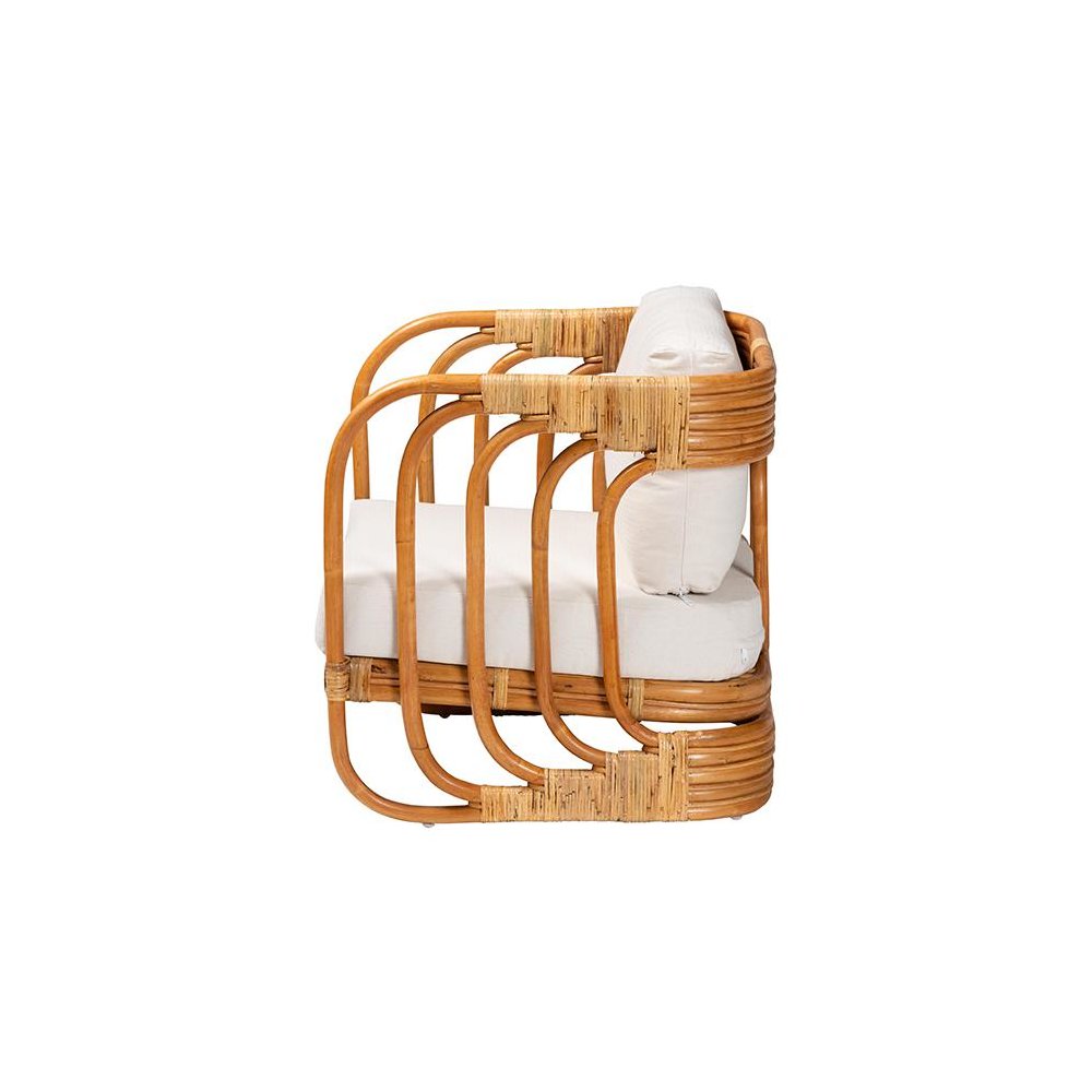 Corsa Modern Bohemian Natural Rattan Arm Chair. Picture 3