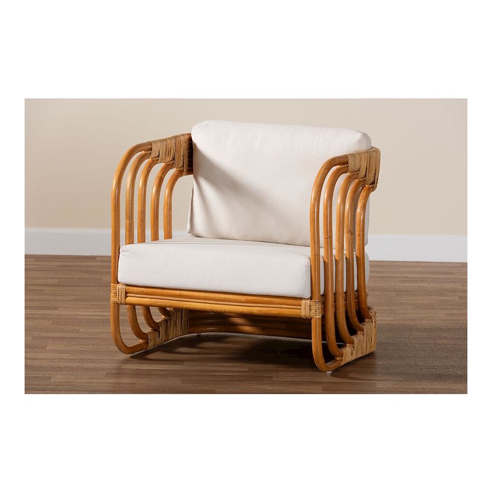 Corsa Modern Bohemian Natural Rattan Arm Chair. Picture 9