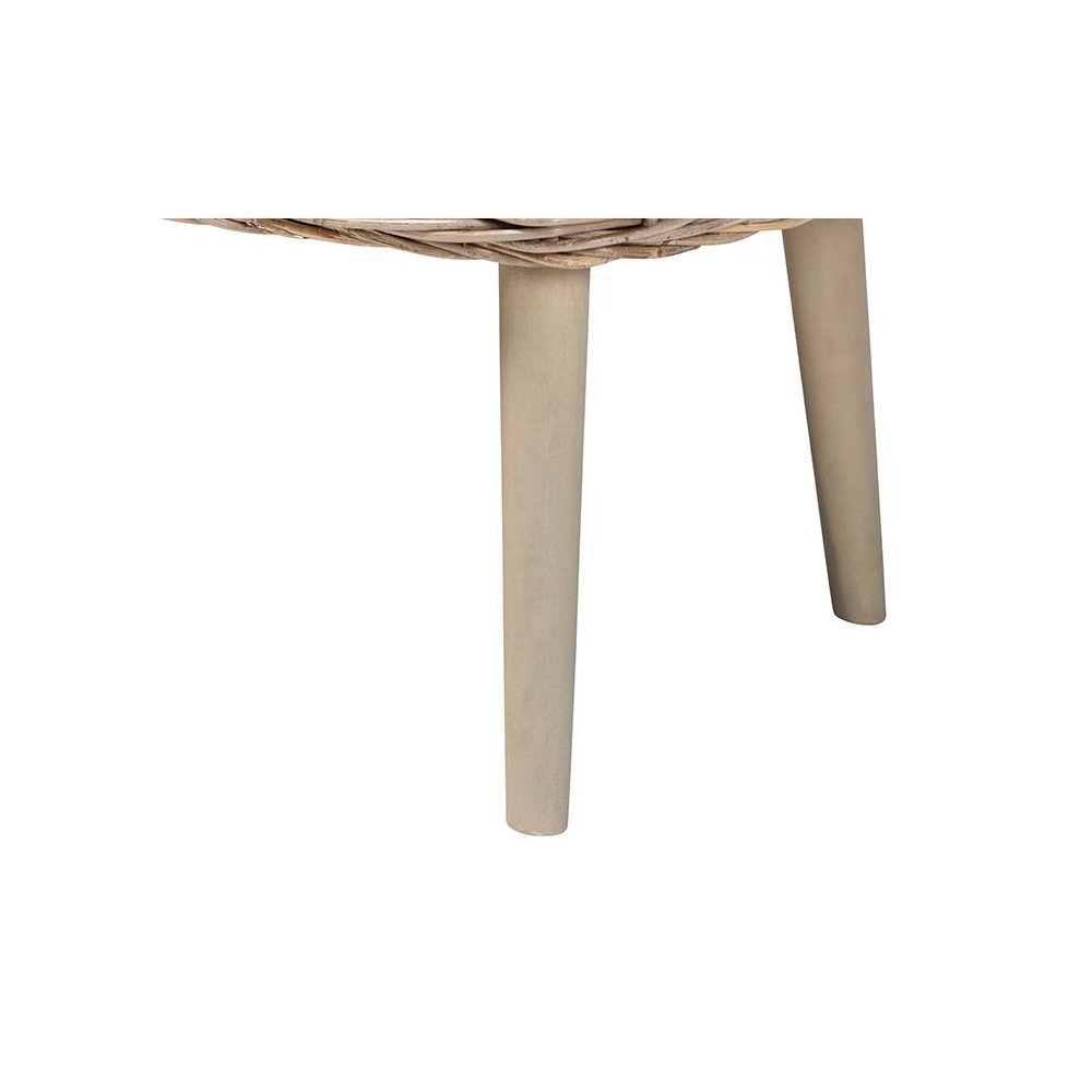 Raisa Modern Bohemian Natural Kubu Rattan and Grey Acacia Wood Accent Bench. Picture 5