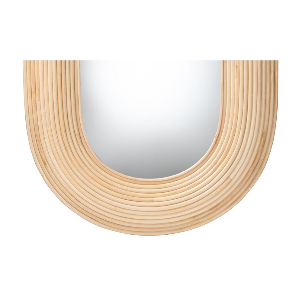 Drucilla Modern Bohemian Natural Brown Rattan Oval Accent Wall Mirror. Picture 3