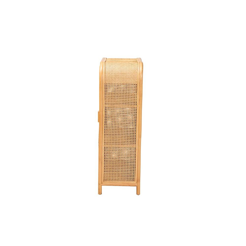 Curacao Modern Bohemian Light Honey Rattan 2-Door Storage Cabinet. Picture 4