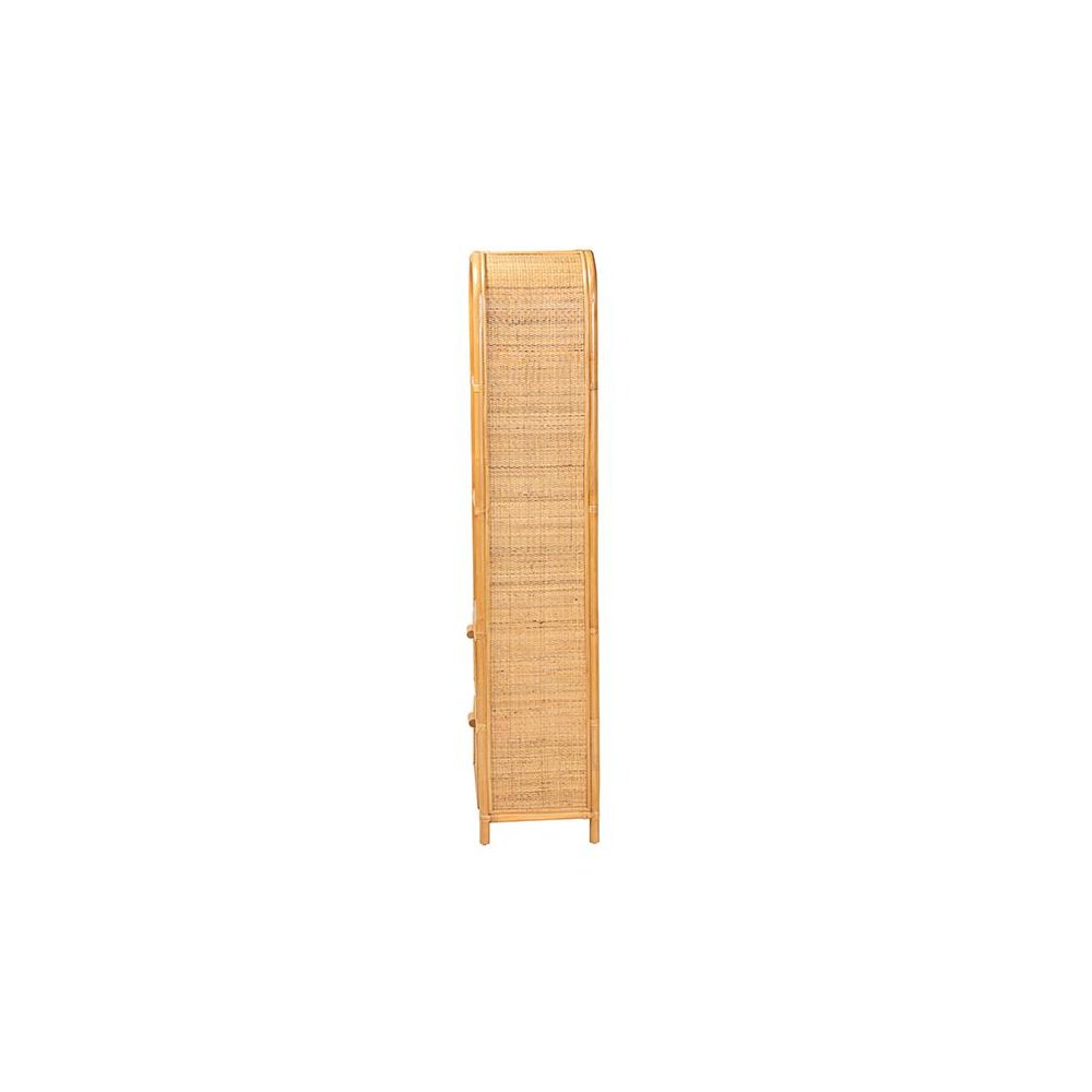 Curacao Modern Bohemian Light Honey Rattan 2-Drawer Bookcase. Picture 4