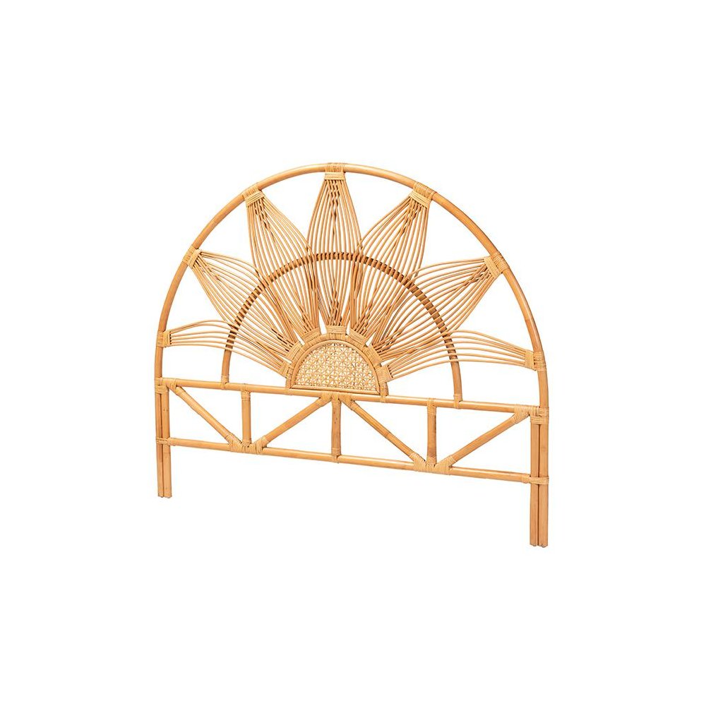 Jasmine Modern Bohemian Natural Rattan King Size Standalone Headboard. Picture 1