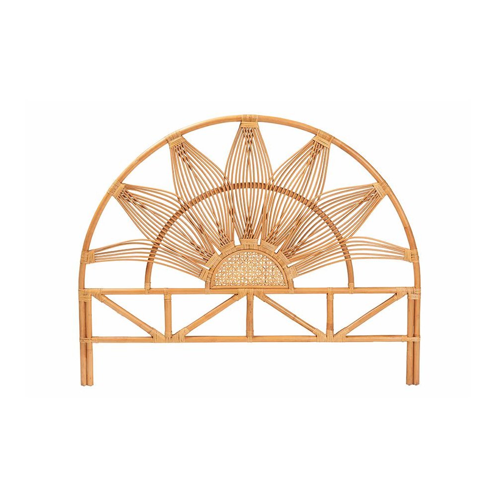 Jasmine Modern Bohemian Natural Rattan King Size Standalone Headboard. Picture 2