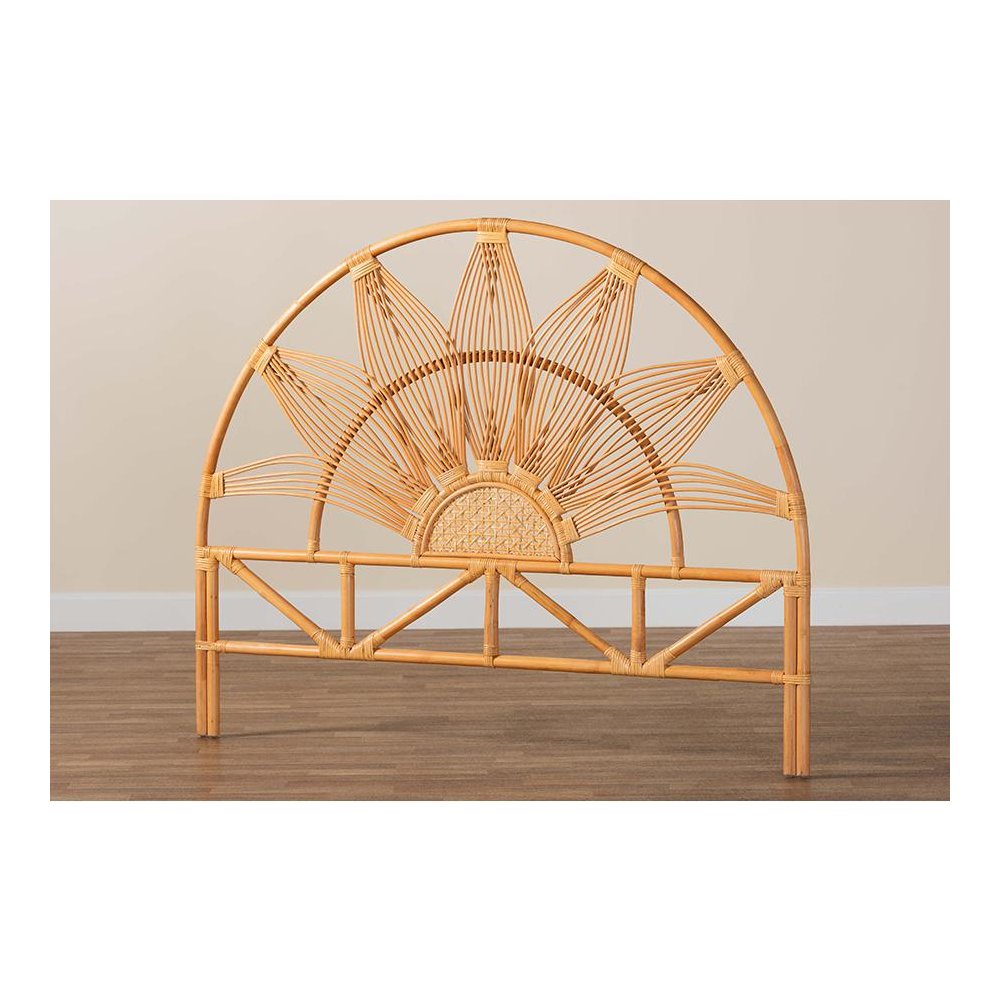 Jasmine Modern Bohemian Natural Rattan King Size Standalone Headboard. Picture 5