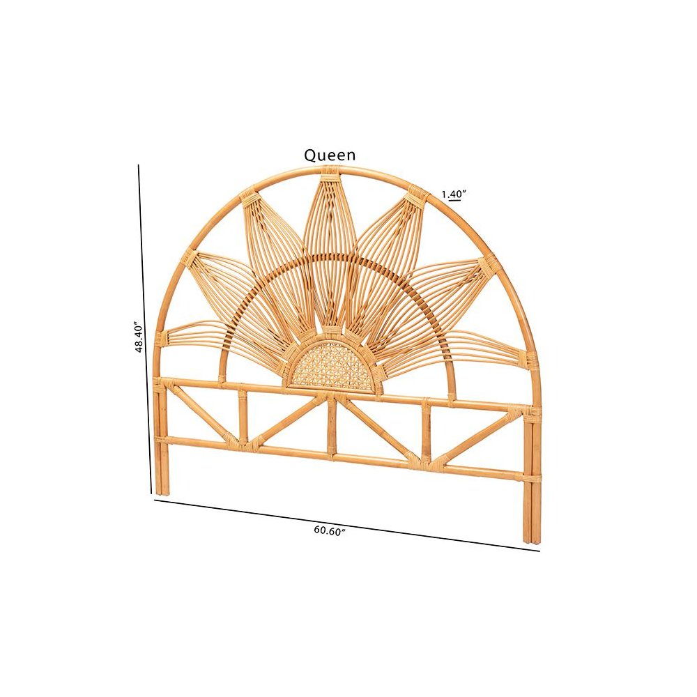 Jasmine Modern Bohemian Natural Rattan King Size Standalone Headboard. Picture 6