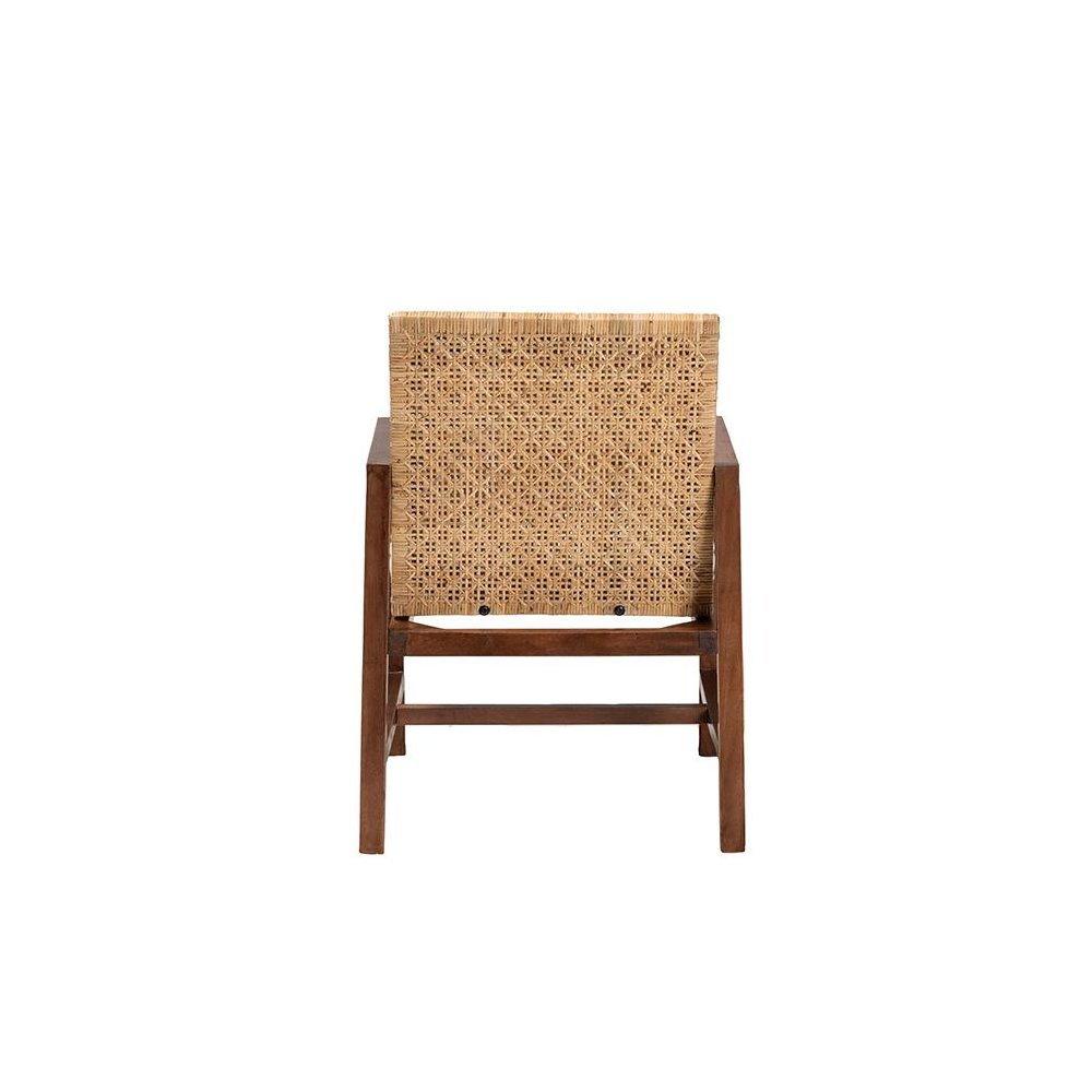 Lovina Bohemian Light Honey Rattan and Acacia Wood Arm Chair. Picture 4