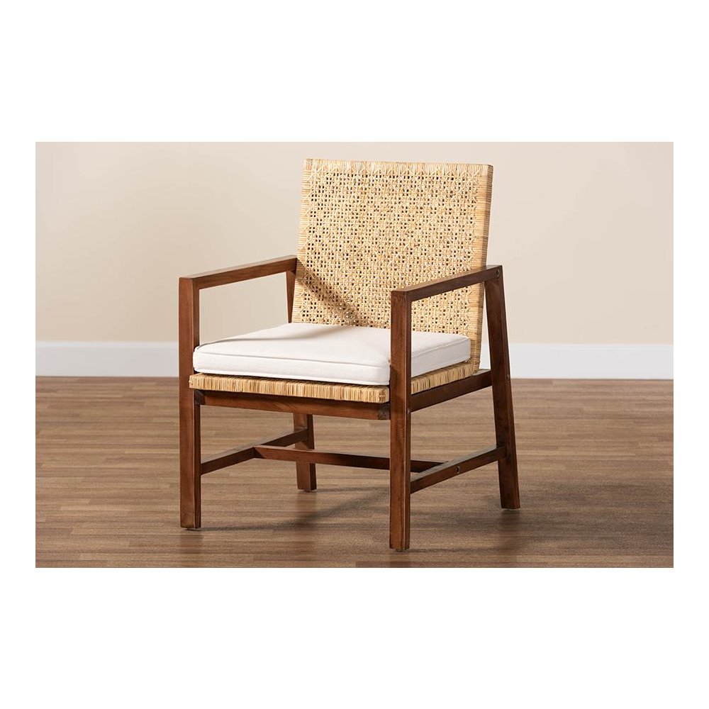Lovina Bohemian Light Honey Rattan and Acacia Wood Arm Chair. Picture 9
