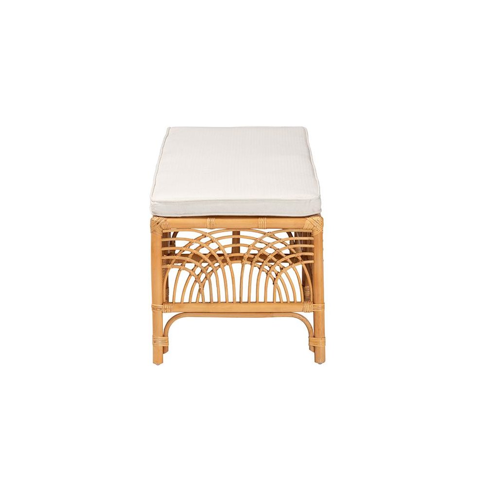 bali & pari Materra Modern bohemian Natural Brown Rattan Bench. Picture 3