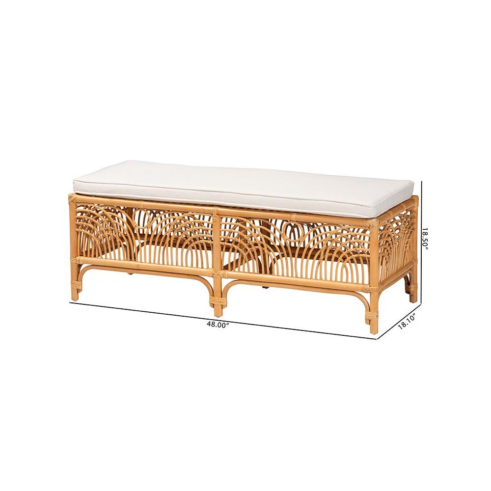 bali & pari Materra Modern bohemian Natural Brown Rattan Bench. Picture 8