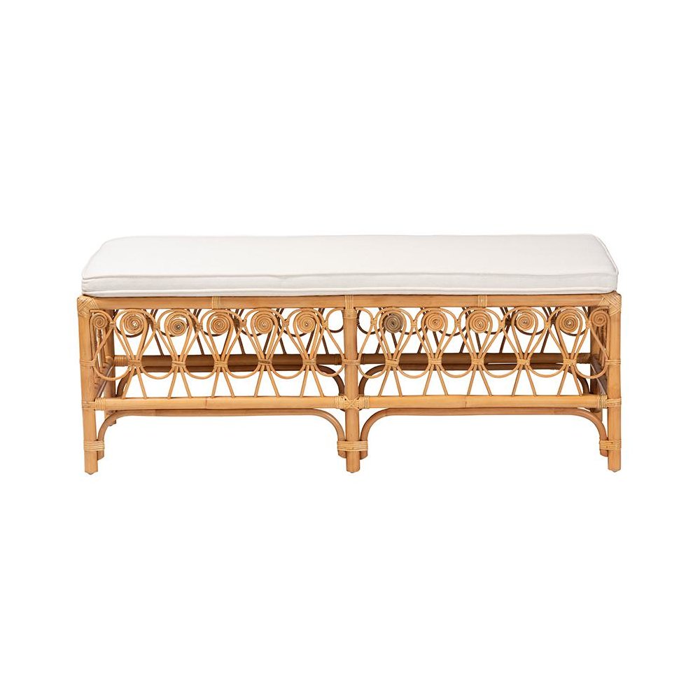 bali & pari Ibiza Modern bohemian Natural Brown Rattan Bench. Picture 2