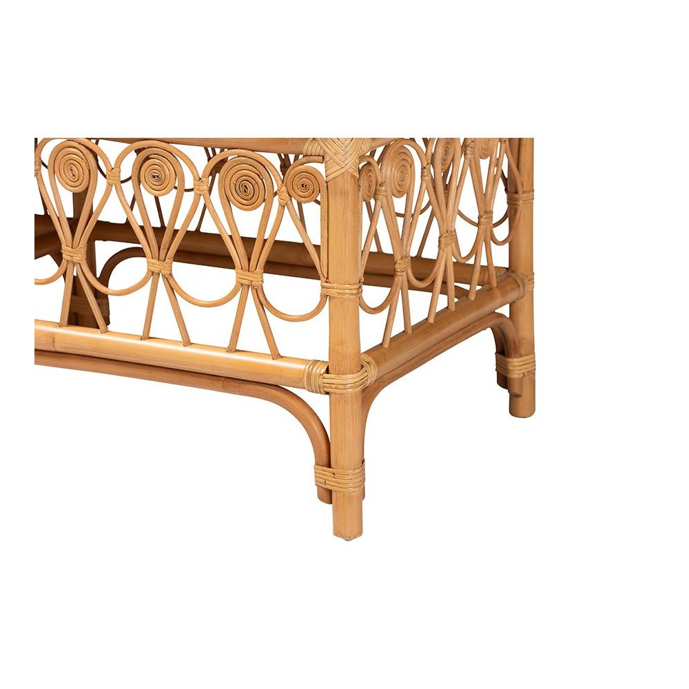 bali & pari Ibiza Modern bohemian Natural Brown Rattan Bench. Picture 4
