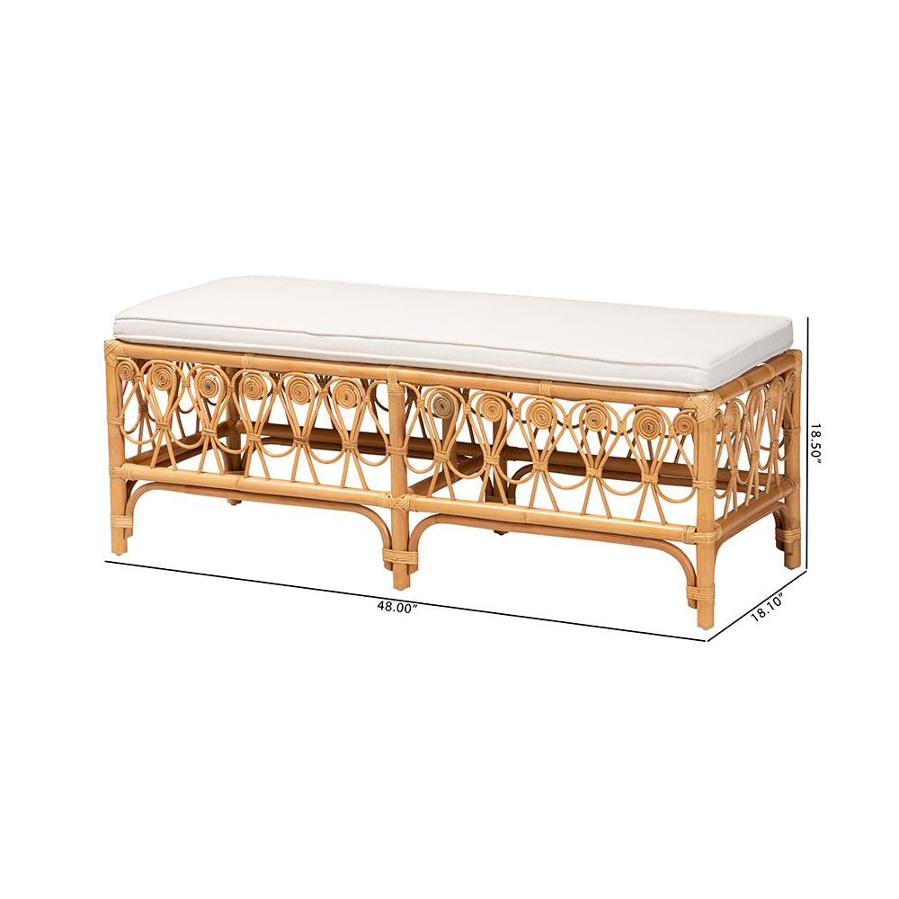 bali & pari Ibiza Modern bohemian Natural Brown Rattan Bench. Picture 8