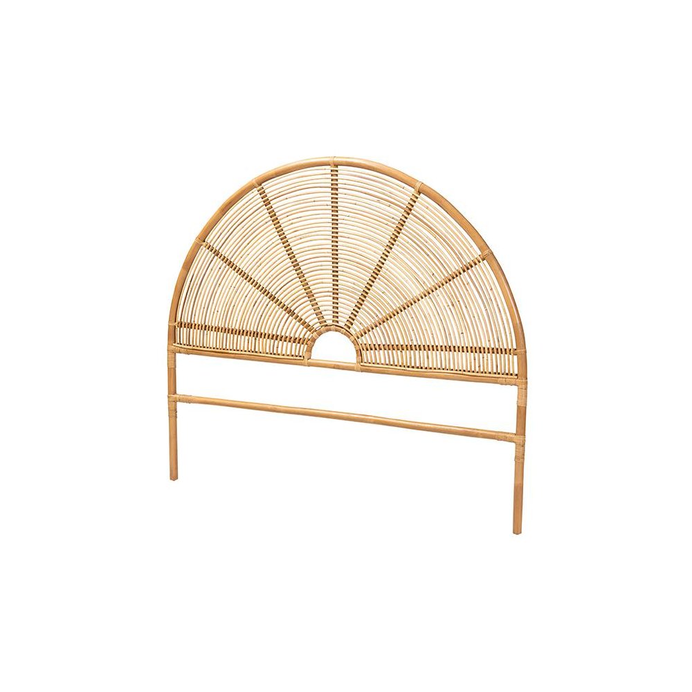 Nina Modern Bohemian Honey Rattan Queen Size Standalone Headboard. Picture 1