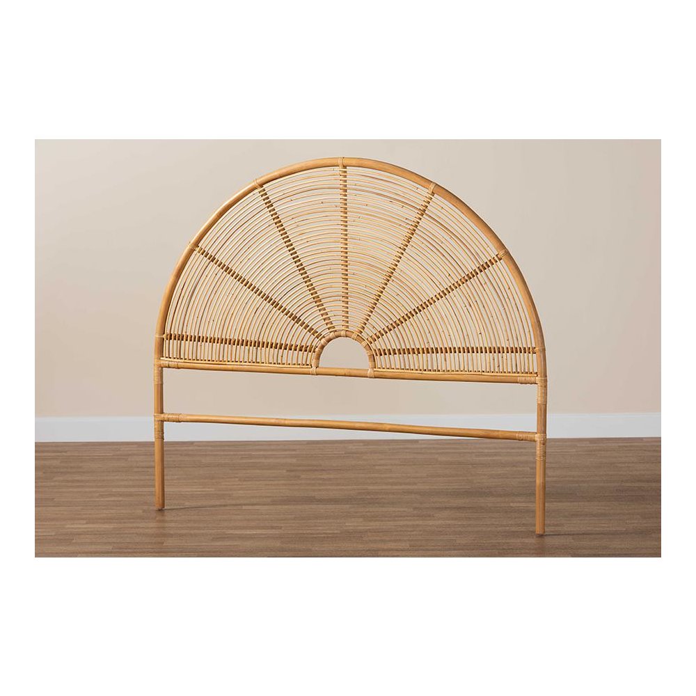 Nina Modern Bohemian Honey Rattan Queen Size Standalone Headboard. Picture 5