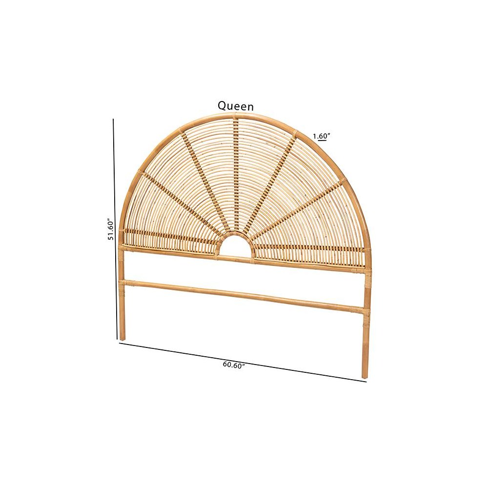 Nina Modern Bohemian Honey Rattan Queen Size Standalone Headboard. Picture 6