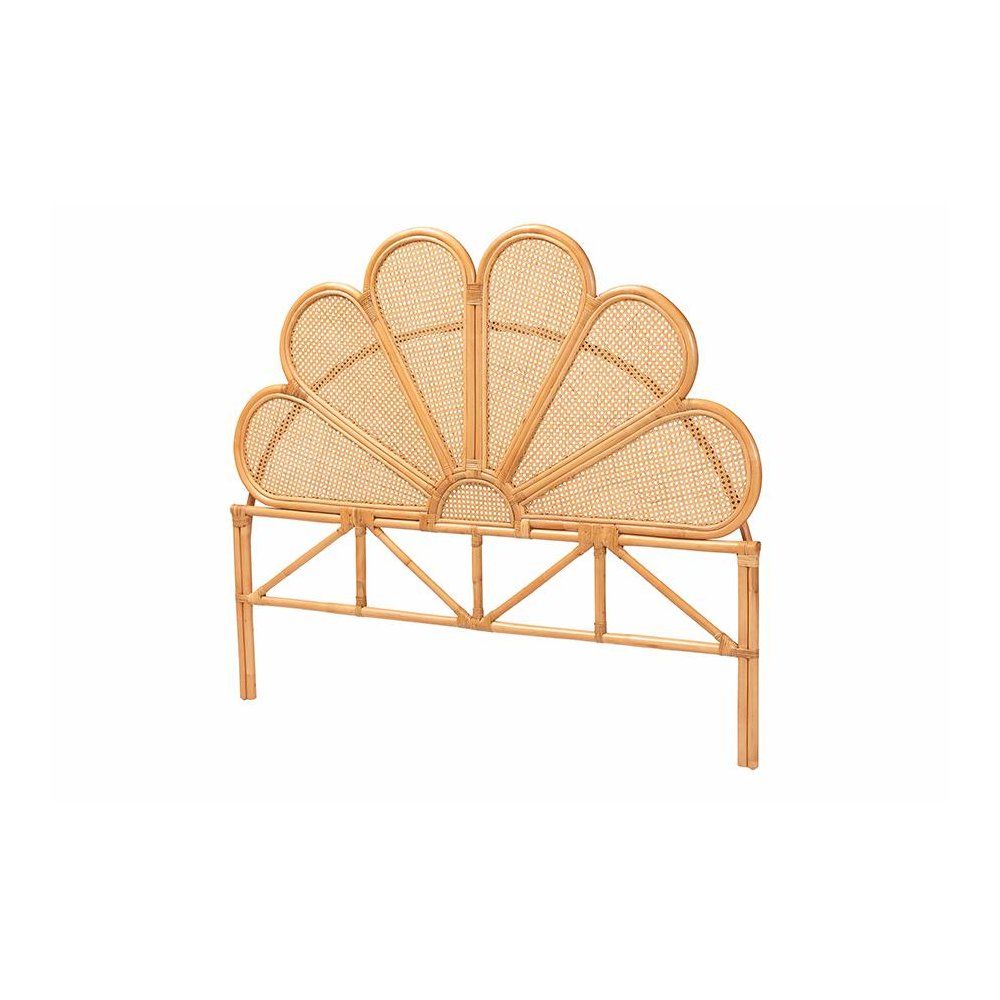 Flower Modern Bohemian Honey Rattan King Size Standalone Headboard. Picture 1