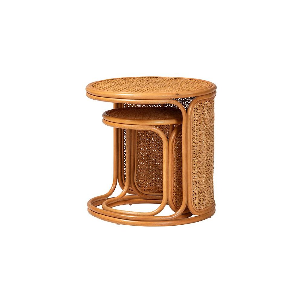 Eldon Bohemian Honey Rattan 2-Piece Nesting End Table Set. Picture 2