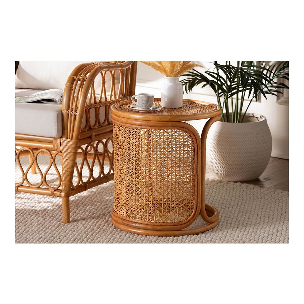 Eldon Bohemian Honey Rattan End Table. Picture 6