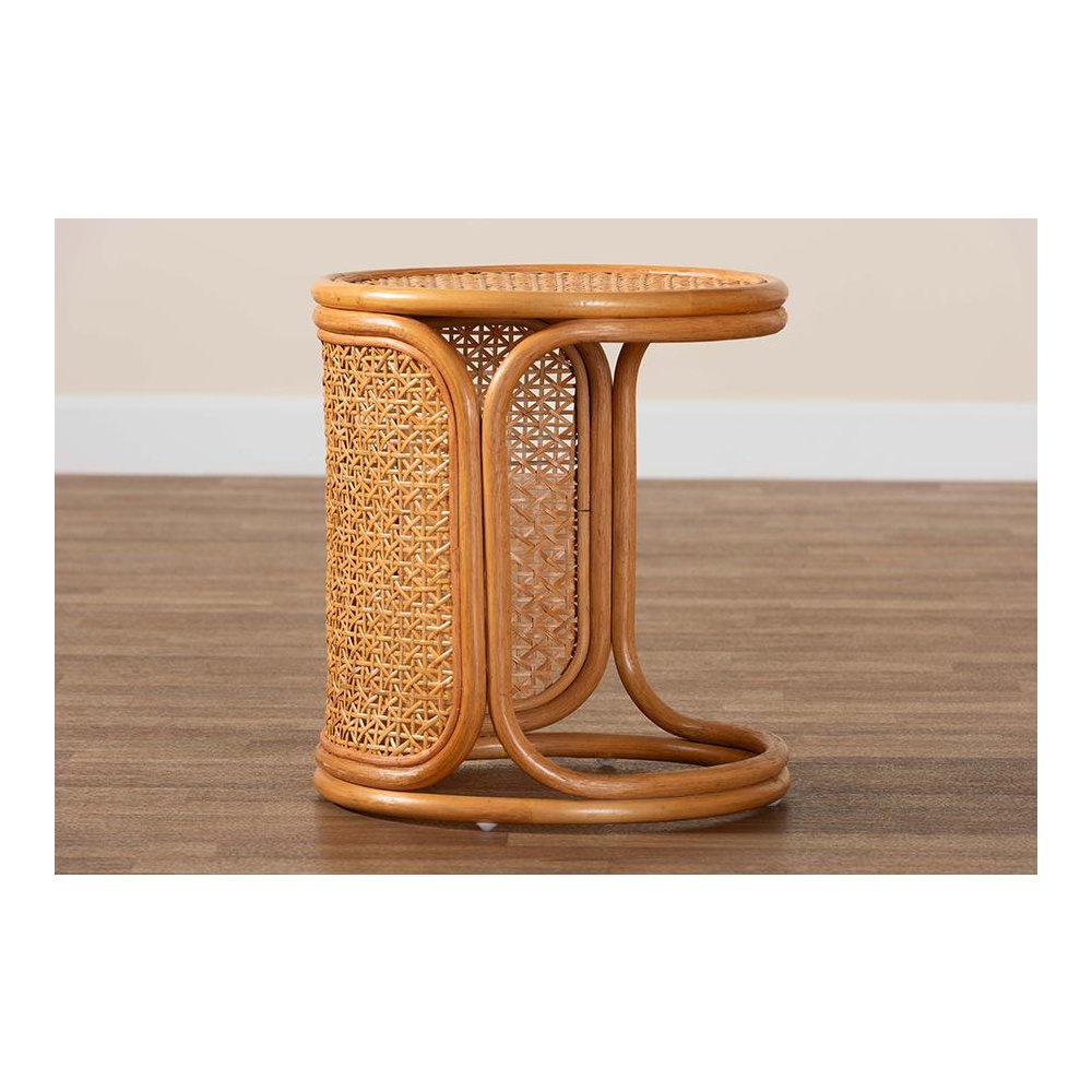 Eldon Bohemian Honey Rattan End Table. Picture 7